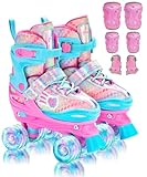 Rollschuhe Kinder Verstellbar Mädchen Rollerskates, Größe 26-37 Mit 6er...