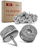 LouMaxx Stuhl Filzgleiter Schrauben rund, Ø 24mm grau - Stuhlgleiter mit...