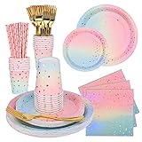 Revivoer Partygeschirr Partyzubehör Pappteller Set, 150 Stück Papier...