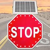 XUXIAO Solarbetriebenes LED-Blink-Stoppschild, Verkehrswarn-Stoppschild,...