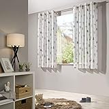 heimtexland ® Vorhang Kindergardine Leinen Optik Natur Grau Skandinavisch...