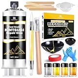 Kintsugi Reparatur Set, 50ml Gold/Silber Kintsugi Set Porzellankleber,...