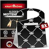 KRAFTKÖNIG Kleidermottenfalle SCHWARZ - 8X Mottenfalle Kleidermotten mit...