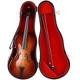Mini-Cello Modell Ornament – 23 cm dekoratives Holzcello mit Koffer –...