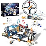 2 in 1 Achterbahn-Bausatz, Kinderspielzeug Mit Raketen UFO Satelliten...