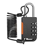 UP Security Ski-Schloss, 4-stelliges Zahlenschloss mit ausziehbarem Kabel...