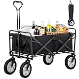 Faltbarer Bollerwagen Outdoor mit 360° Drehrollen, 96L, Teleskopgriff &...