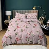 TMMDH Bettwäsche 155x220 Bettbezug Winter Bettwäsche-Sets Rosa BlüTen...