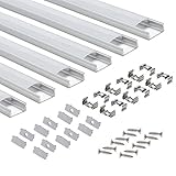 StarlandLed LED-Profil 6 × 1M, Aluminium Profil U-Form mit Abdeckung,...