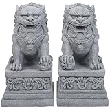 DECORNIJIA 2 Chinesische Miniatur Steinlöwenstatuen Realistische...