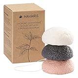Navaris 3x Konjac Schwamm Set - Gesichtsschwamm Reinigungsschwamm -...