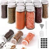 FoiiLiio 12er Gewürzgläser Rund Set mit Streueinsatz, 120ml Gewürzdosen...