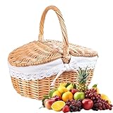 Korb Aus Weide Mit Griffdesign,Leerer Handgewebter Erntekorb -...