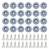 24 Stück Teflongleiter Ø 22 mm (Rund | Schwarz) mit Edelstahlschrauben...