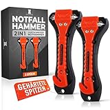 Heldenwerk® Notfallhammer fürs Auto [2er Set] - Nothammer mit...
