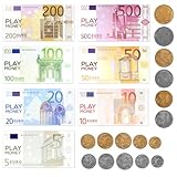 86 Stück Spielgeld Kinder, Spielgeld Euro Scheine und Münzen, Kinder...