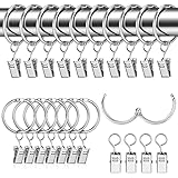 Heyu-Lotus 40 Stück Metall Vorhangringe Gardinenringe mit Clips Vorhang...