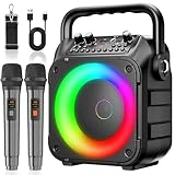 Karaoke Maschine Ankuka Karaoke Anlage mit 2 Mikrofonen für Erwachsene &...