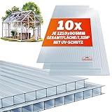 GARDEBRUK® 10x Doppelstegplatten 6mm Zuschneidbar 121x60,5cm Polycarbonat...