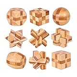 Holzsammlung 9 Stück Knobelspiele Holz, Geschicklichkeitsspiel Holz,...