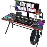 Arespark RGB Gaming Tisch, Gaming Schreibtisch mit RGB LED Beleuchtung und...