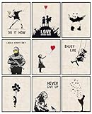 INFUNLY 9er Set Banksy Wand Kunstdruck Ungerahmt Graffiti Street Leinwand...