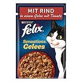 FELIX Sensations Gelees Katzenfutter nass, mit Rind & Tomate in Gelee,...
