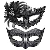 Goenb 2 Stück Venezianische Maske Damen Herren, Maskenball Maske Damen...