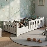 Juskys Kinderbett Naya - 90x200 cm Bett mit Rausfallschutz & Lattenrost -...