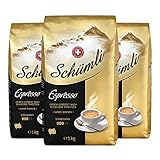 Schuümli Espresso Ganze Kaffeebohnen 1kg, 3er Pack (3 x 1000 g)