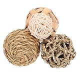 IMIKEYA 4Stücke Kauspielzeug aus Stroh und Rattan Weiche Kaubälle für...