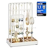 SONGMICS Schmuckständer, Schmuckhalter, Metallrahmen, Schmucktablett Samt,...