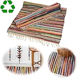 LS-LebenStil Fleckerlteppich Dehli 90x60cm Bunt recycelte Baumwolle Boho...
