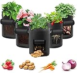 LITLANDSTAR Potato Grow Bag, 5-Pack 10 Gallonen Vegetable Grow Plant Bags...