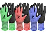 PROGANDA 3 Paar Gartenhandschuhe für Damen Herren Latex beschichtet...