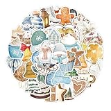 FloralGrace 50 Stück Aufkleber Weihnachten, wasserdichte Sticker...