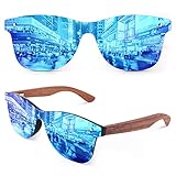 GQUEEN Sonnenbrille Holz Herren Damen Polarisierte Retro UV400