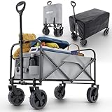 ONBEST Bollerwagen faltbar - Plus Regenschutz - Faltbollerwagen -...