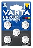 VARTA Batterien Knopfzellen CR2032, 5 Stück, Power on Demand, Lithium, 3V,...