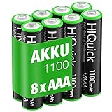 HiQuick Micro AAA Akku, NI-MH 1100mAh wiederaufladbar Batterien, geringe...