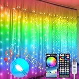 QINER Vorhang Lichter, 3x3m 300LED Farbwechsel Lichterkette Kinderzimmer...