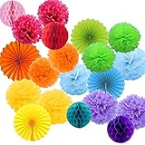 20er Bunt Deko Seidenpapier Pompons, Dekorpapier Blumenpuscheln Papier,...