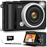 4K 64MP Digitalkamera mit 32 GB TF-Karte, 180° Drehbildschirm Autofokus...