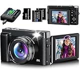 4K Digitalkamera 48MP Autofocus Kompaktkamera Fotokamera mit 32GB Karte, 3...