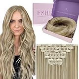 Fshine Unsichtbar Clip in Extensions Echthaar, 45cm 120g 7 Stücke...