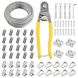 50m Stahlseil 3mm, 67 Pcs Kit Gardinenseil edelstahl 7x7, Stahlseil mit...