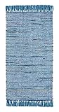 andiamo Teppich Frida Baumwolle Naturfaser Handgewebt Handwebteppich blau,...