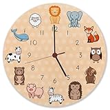 Kinderuhr mit süßen Tieren Wanduhr schöne Uhr für das Kinderzimmer mit...
