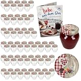 MamboCat Marmeladengläser 75er Set mit Deckel Holz-Herz Rot Beeren | 212...