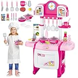 deAO My Little Chef Miniatur-Küchenspielset, Rollenspiel mit Licht und...